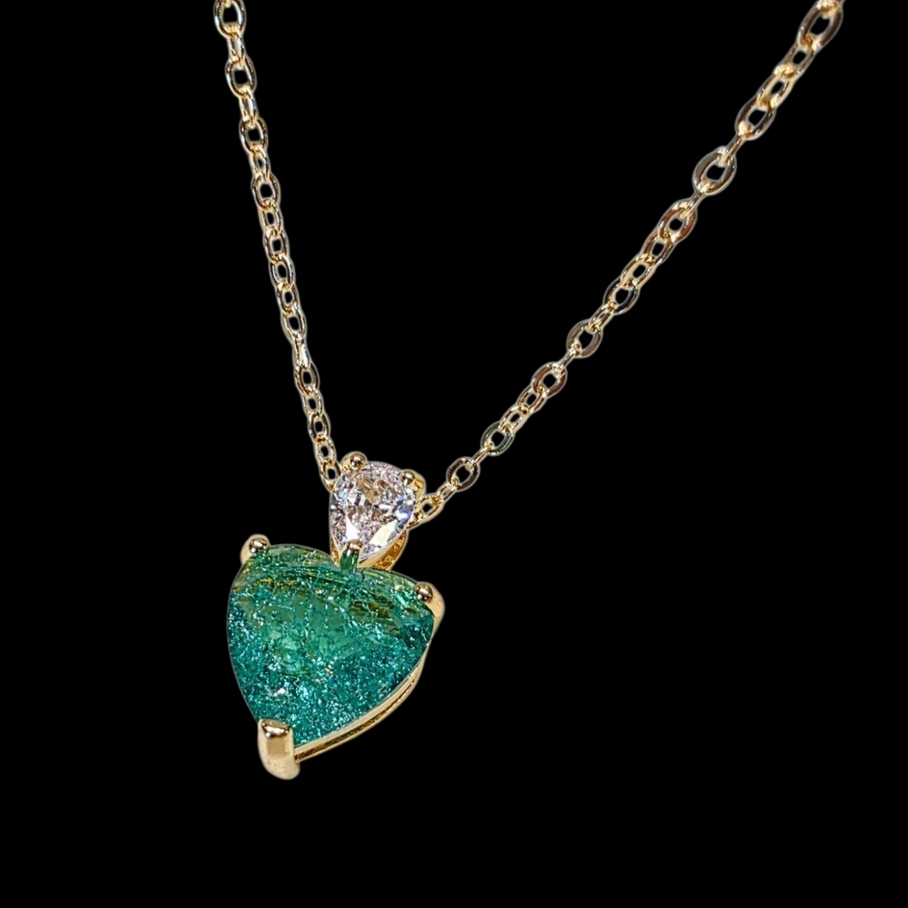 SALE!! Columbian Green Crackled CZ Emerald Pendant Necklace NWT - Picture 7 of 7